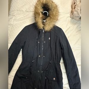 Fuzzy hood winter coat